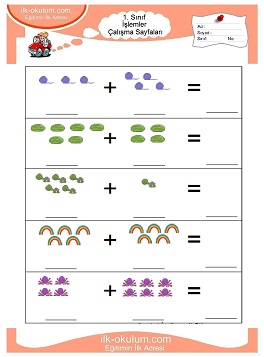 Çocuklar İçin toplam işlemi yaprak testleri 